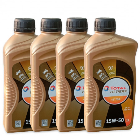 Aceite Semi-sintético Total Hi-perf 4t 700- 15w-50 X 1lt (4 UD)